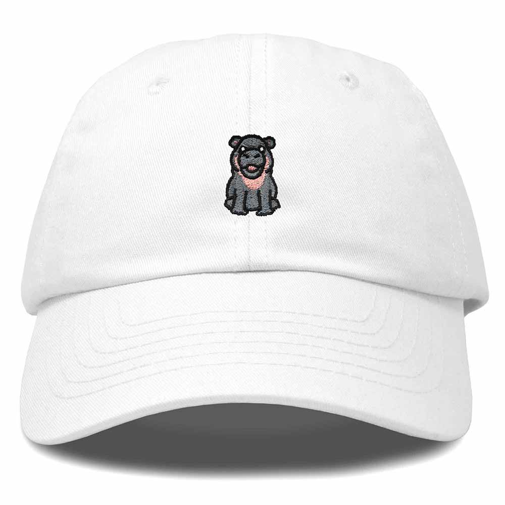 Dalix Hippo Embroidered Cotton Dad Hat Cute Animal Design Adjustable Baseball Cap for Everyday Wear Womens in White