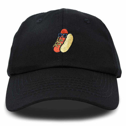 Dalix Hot Dog Embroidered Cap Cotton Baseball Summer Cool Dad Hat Mens in Black