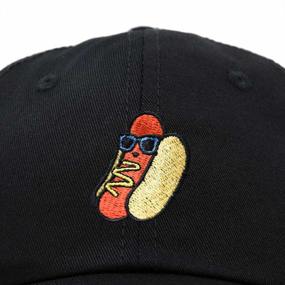 Dalix Hot Dog Embroidered Cap Cotton Baseball Summer Cool Dad Hat Mens in Black