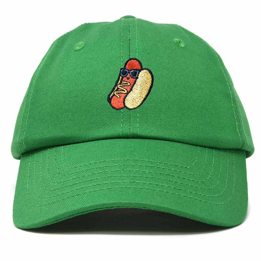 Dalix Hot Dog Embroidered Cap Cotton Baseball Summer Cool Dad Hat Mens in Kelly Green