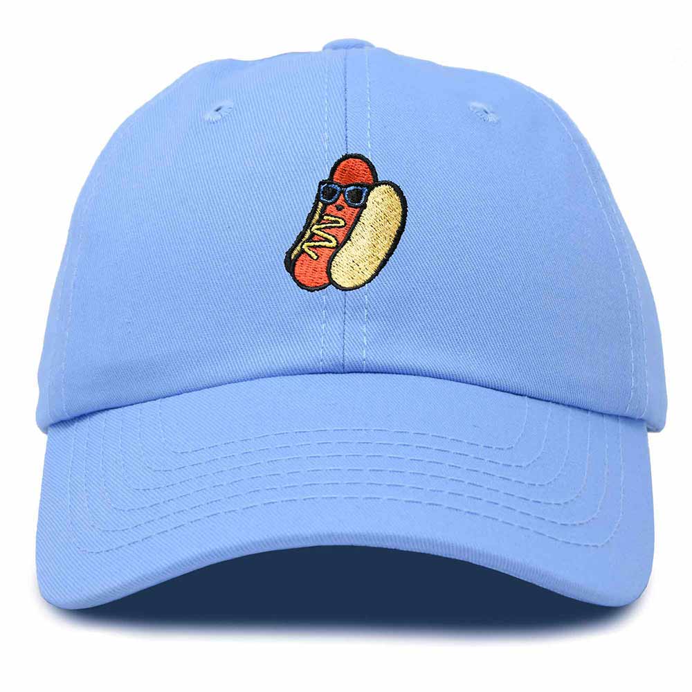 Dalix Hot Dog Embroidered Cap Cotton Baseball Summer Cool Dad Hat Mens in Light Blue