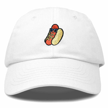 Dalix Hot Dog Embroidered Cap Cotton Baseball Summer Cool Dad Hat Mens in White