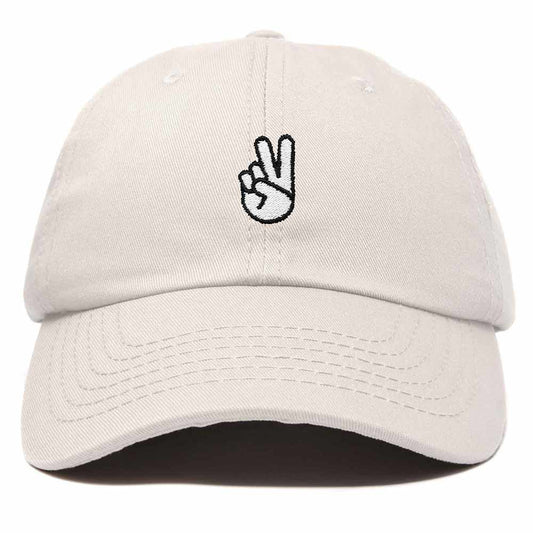 Dalix Peace Sign Embroidered V Cotton Dad Hat Baseball Cap Adjustable Mens in Black