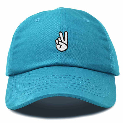 Dalix Peace Sign Embroidered V Cotton Dad Hat Baseball Cap Adjustable Mens in Royal Blue