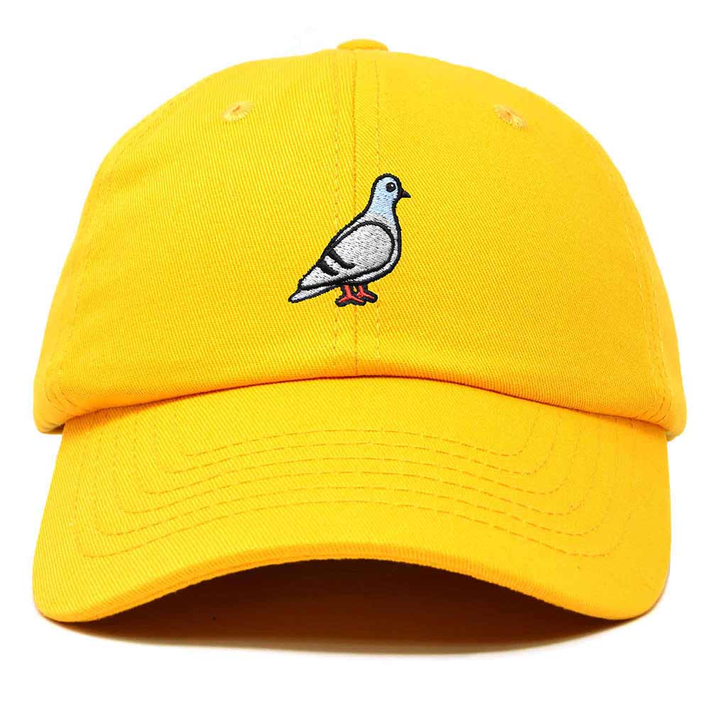 Dalix Pigeon Embroidered Cap Cotton Baseball Dad Hat for Men & Women Casual Cool in Gold