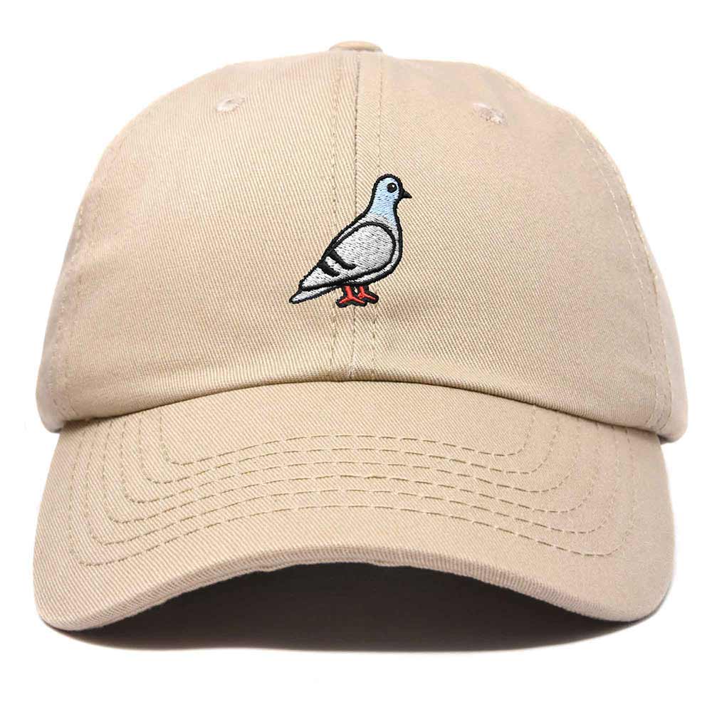 Dalix Pigeon Embroidered Cap Cotton Baseball Dad Hat for Men & Women Casual Cool in Khaki