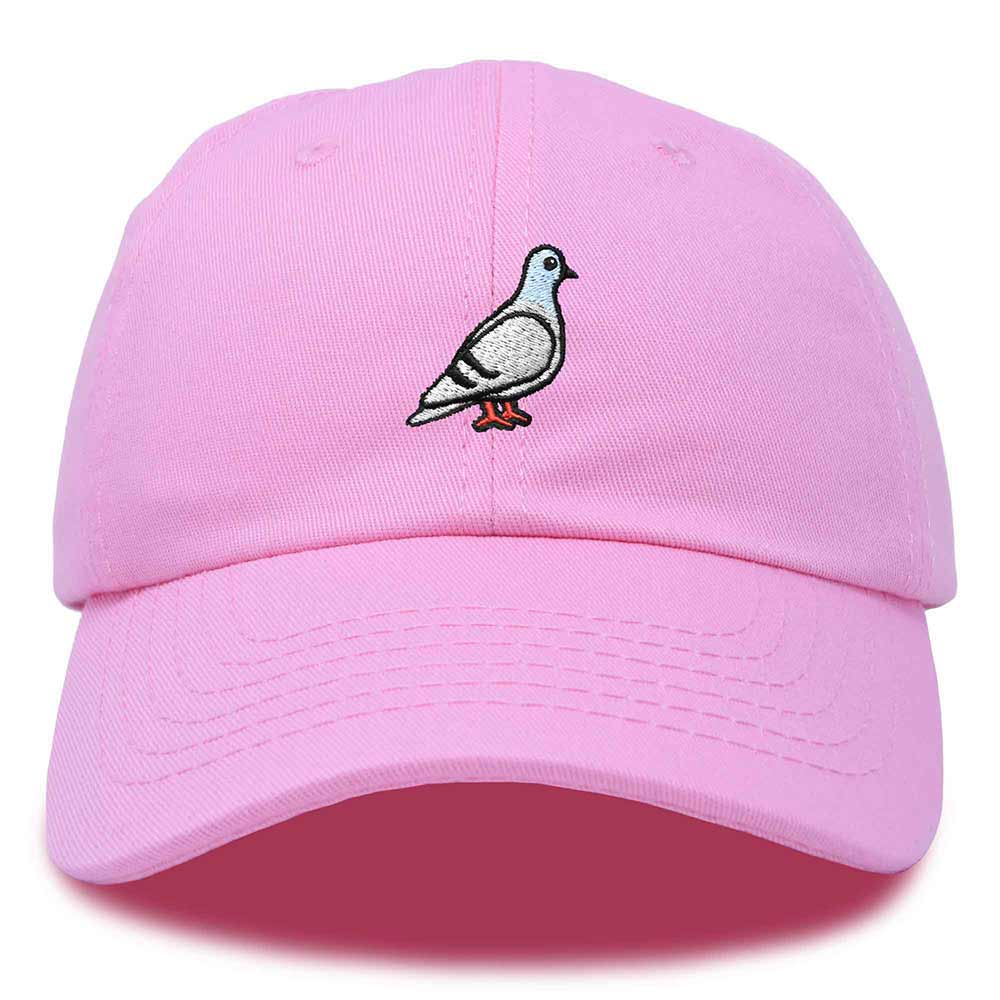 Dalix Pigeon Embroidered Cap Cotton Baseball Dad Hat for Men & Women Casual Cool in Light Pink