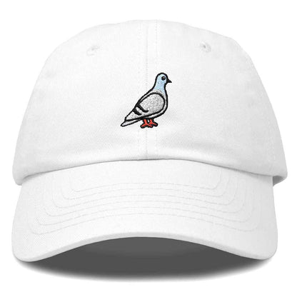 Dalix Pigeon Embroidered Cap Cotton Baseball Dad Hat for Men & Women Casual Cool in White