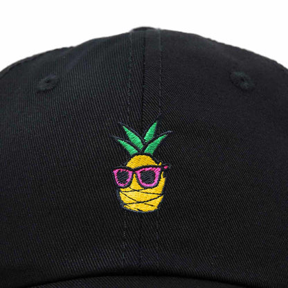 Dalix Pineapple Embroidered Cap Cotton Baseball Summer Cool Dad Hat Mens in Black