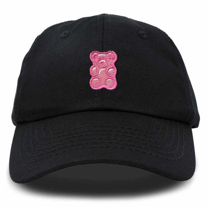 Dalix Pink Gummy Embroidered Cotton Dad Hat Baseball Cap Adjustable Womens in Black