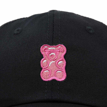 Dalix Pink Gummy Embroidered Cotton Dad Hat Baseball Cap Adjustable Womens in Black