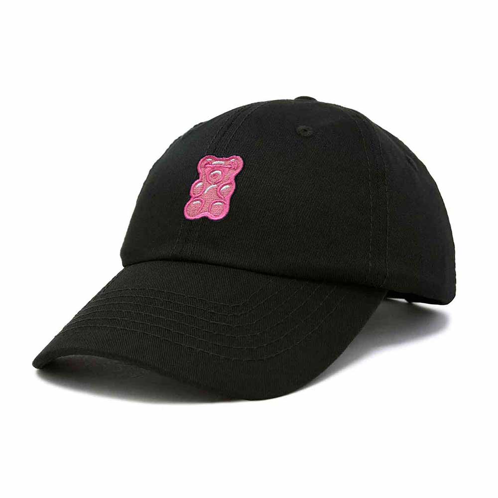 Dalix Pink Gummy Embroidered Cotton Dad Hat Baseball Cap Adjustable Womens in Black