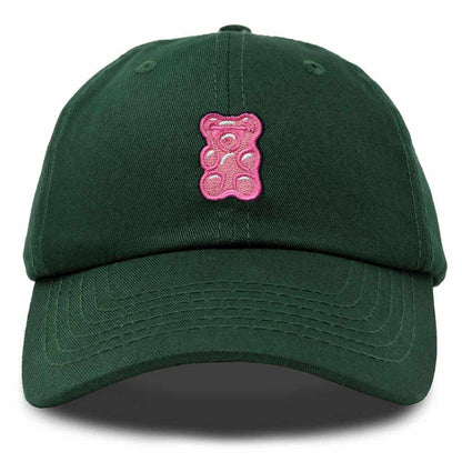 Dalix Pink Gummy Embroidered Cotton Dad Hat Baseball Cap Adjustable Womens in Dark Green