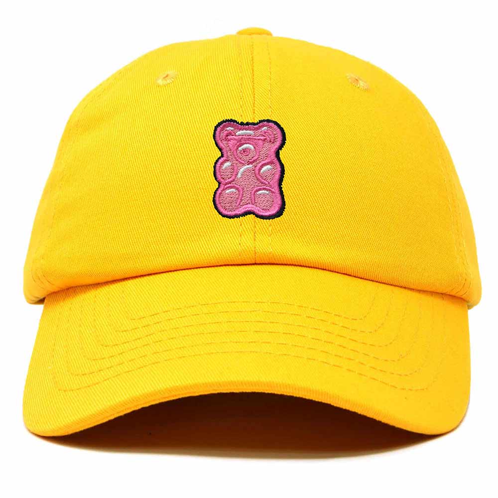 Dalix Pink Gummy Embroidered Cotton Dad Hat Baseball Cap Adjustable Womens in Gold