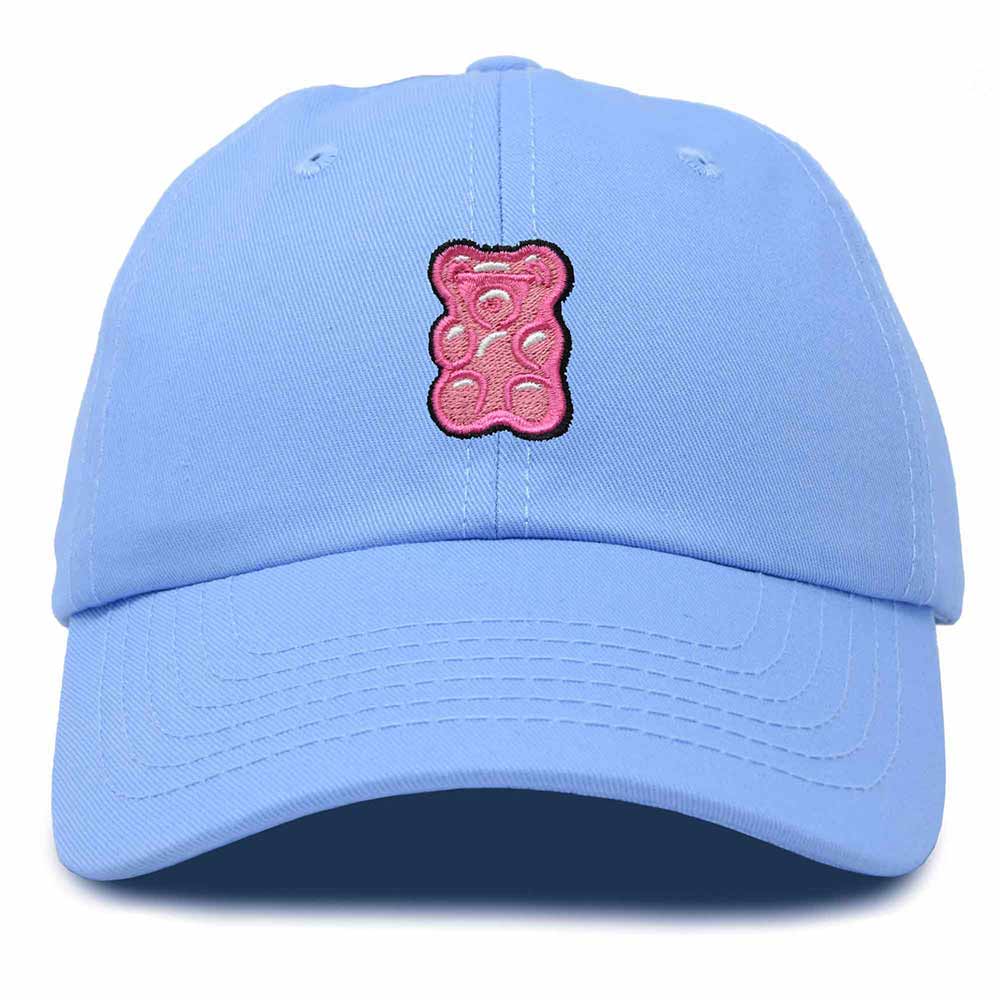 Dalix Pink Gummy Embroidered Cotton Dad Hat Baseball Cap Adjustable Womens in Light Blue