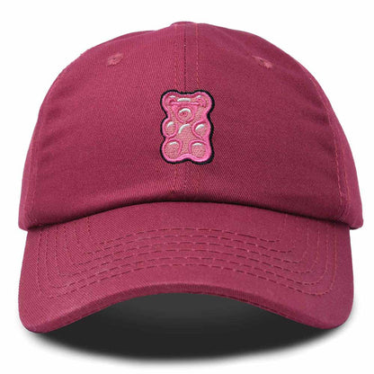 Dalix Pink Gummy Embroidered Cotton Dad Hat Baseball Cap Adjustable Womens in Maroon