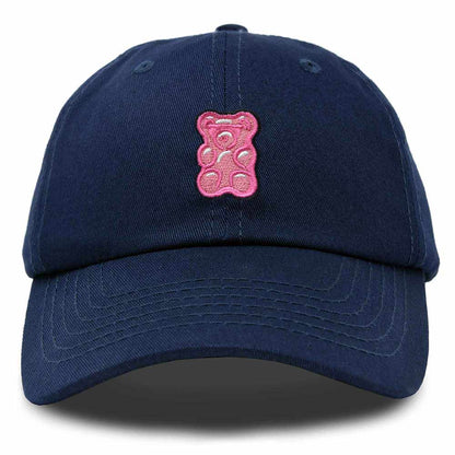 Dalix Pink Gummy Embroidered Cotton Dad Hat Baseball Cap Adjustable Womens in Navy Blue