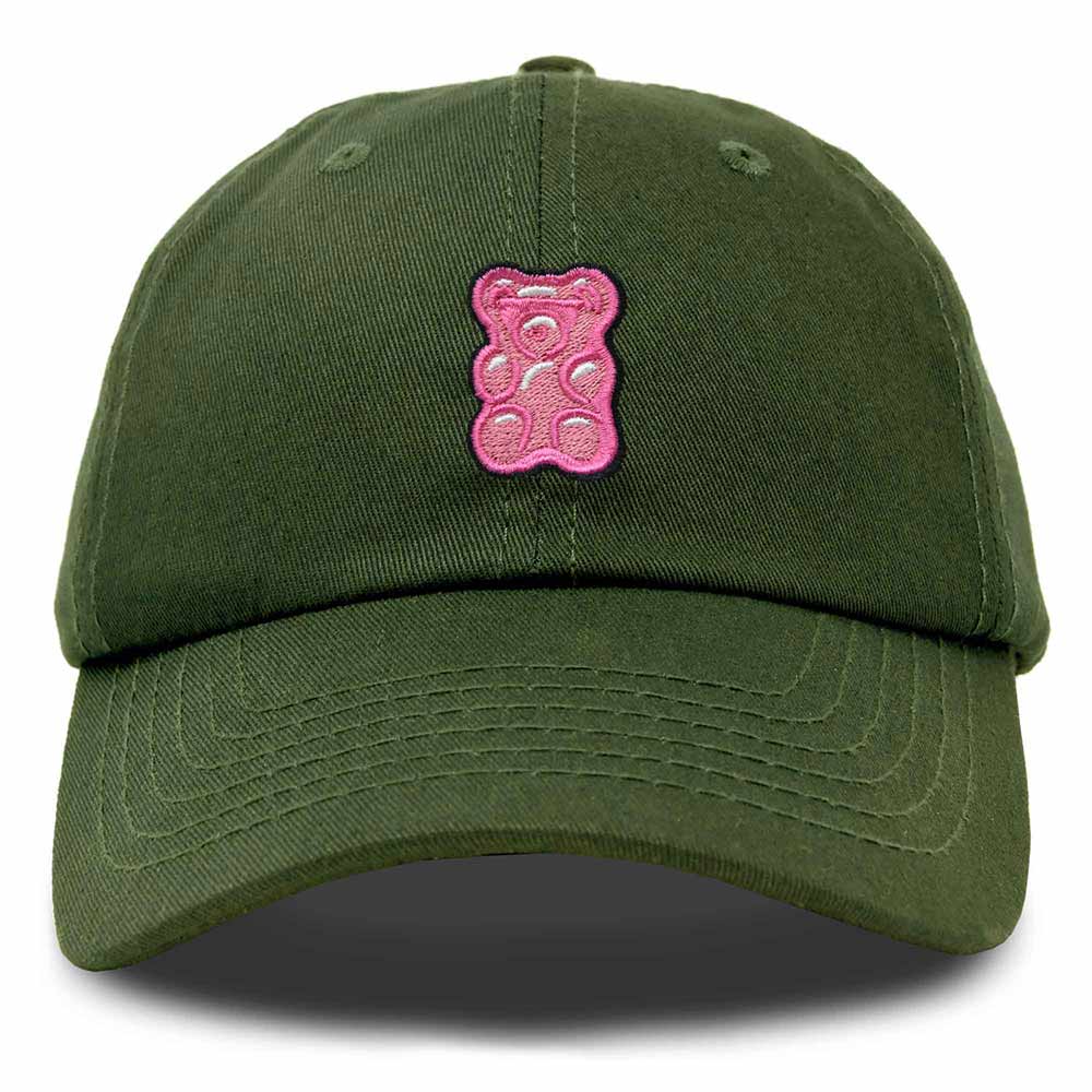 Dalix Pink Gummy Embroidered Cotton Dad Hat Baseball Cap Adjustable Womens in Olive