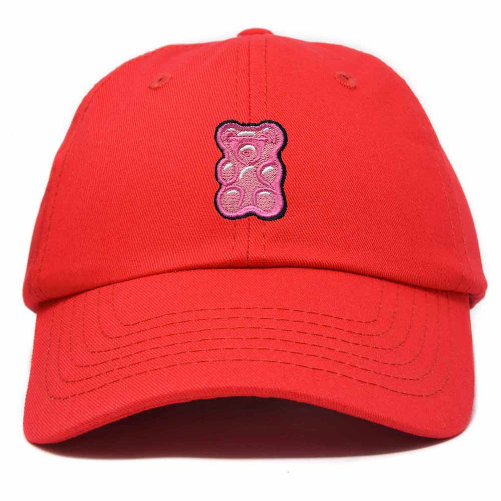 Dalix Pink Gummy Embroidered Cotton Dad Hat Baseball Cap Adjustable Womens in Red