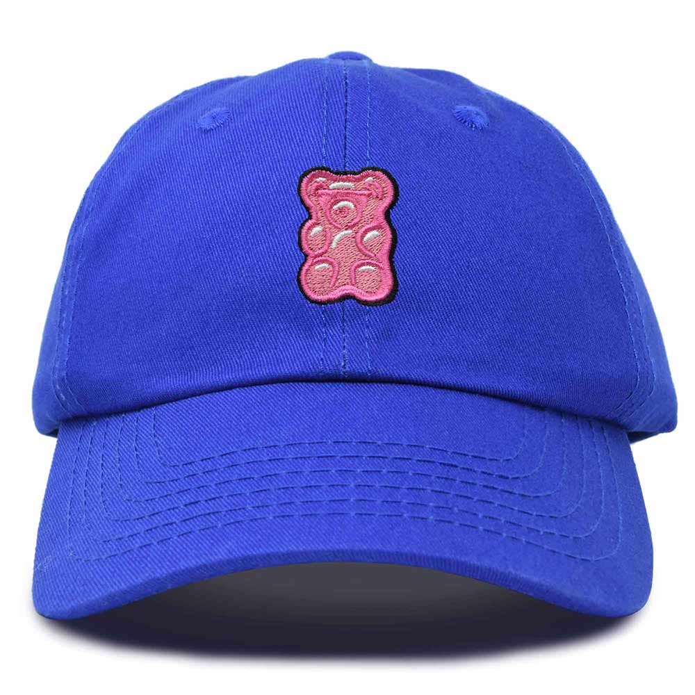 Dalix Pink Gummy Embroidered Cotton Dad Hat Baseball Cap Adjustable Womens in Royal Blue