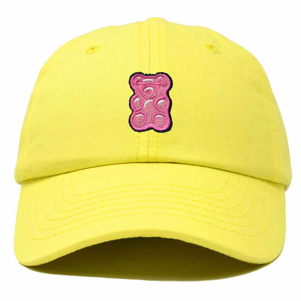 Dalix Pink Gummy Embroidered Cotton Dad Hat Baseball Cap Adjustable Womens in Yellow