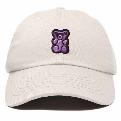 Dalix Purple Gummy Embroidered Cotton Dad Hat Baseball Cap Adjustable Womens in Beige