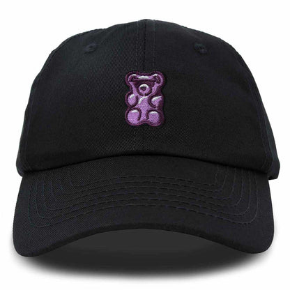 Dalix Purple Gummy Embroidered Cotton Dad Hat Baseball Cap Adjustable Womens in Black