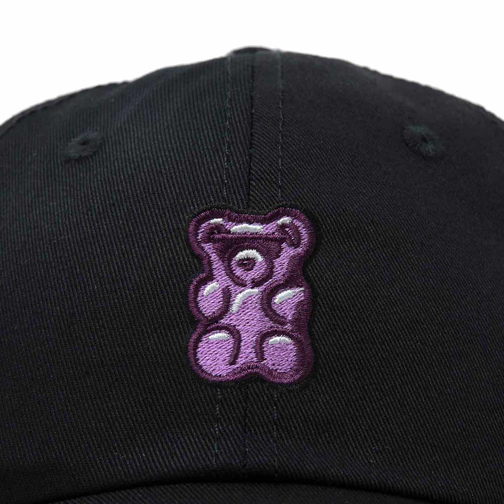 Dalix Purple Gummy Embroidered Cotton Dad Hat Baseball Cap Adjustable Womens in Black