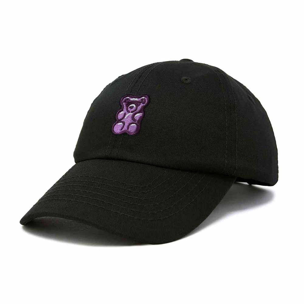 Dalix Purple Gummy Embroidered Cotton Dad Hat Baseball Cap Adjustable Womens in Black