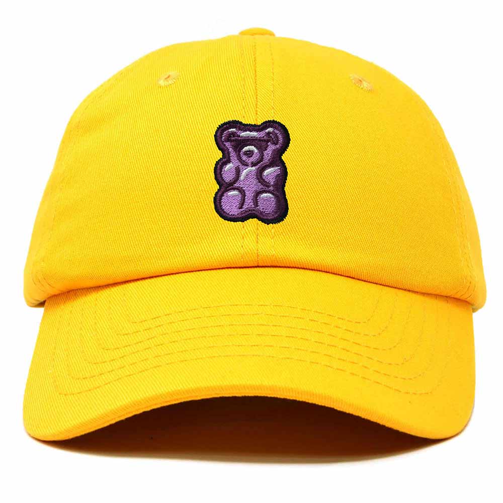 Dalix Purple Gummy Embroidered Cotton Dad Hat Baseball Cap Adjustable Womens in Gold