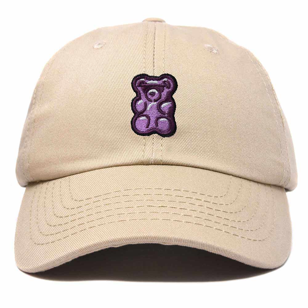 Dalix Purple Gummy Embroidered Cotton Dad Hat Baseball Cap Adjustable Womens in Khaki