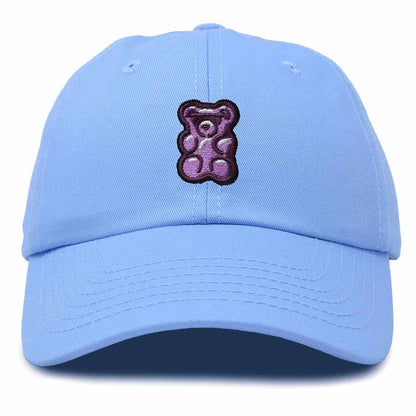 Dalix Purple Gummy Embroidered Cotton Dad Hat Baseball Cap Adjustable Womens in Light Blue