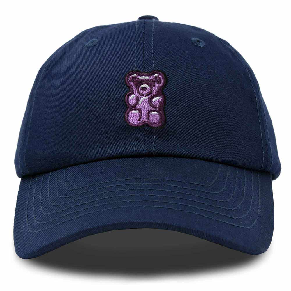 Dalix Purple Gummy Embroidered Cotton Dad Hat Baseball Cap Adjustable Womens in Navy Blue