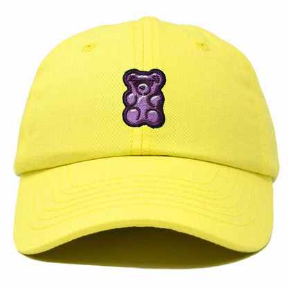 Dalix Purple Gummy Embroidered Cotton Dad Hat Baseball Cap Adjustable Womens in Yellow