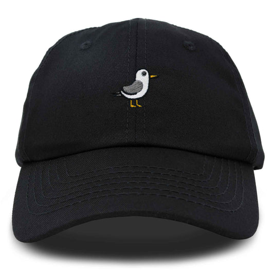 Dalix Seagull Embroidered Cap Cotton Baseball Hat Bird Womens in Black