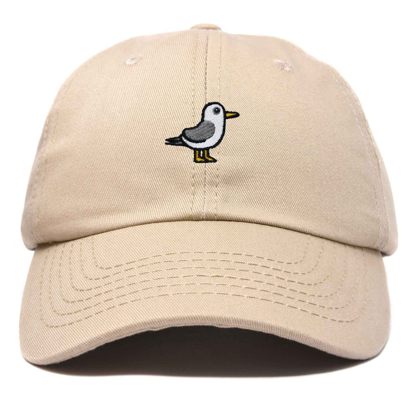 Dalix Seagull Embroidered Cap Cotton Baseball Hat Bird Womens in Khaki