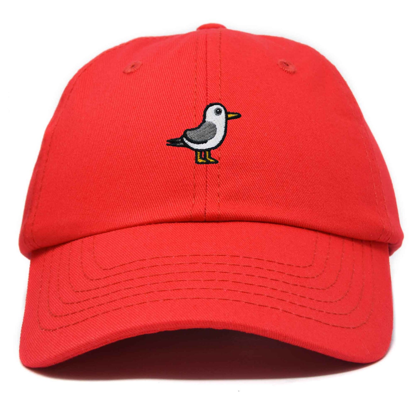 Dalix Seagull Embroidered Cap Cotton Baseball Hat Bird Womens in Red