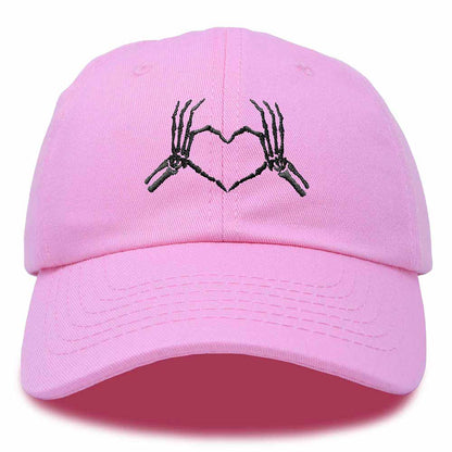 Dalix Heart of Bones Embroidered Beanie Hat Knit Cap Cold Weather Womens in Light Pink