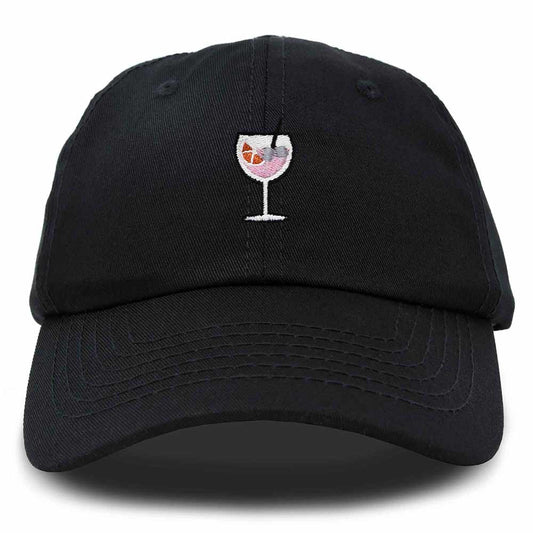 Dalix Spritz Cocktail Embroidered Cap Cotton Baseball Cute Cool Dad Hat Womens in Black