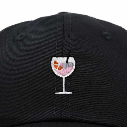 Dalix Spritz Cocktail Embroidered Cap Cotton Baseball Cute Cool Dad Hat Womens in Black