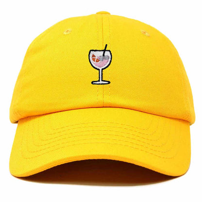 Dalix Spritz Cocktail Embroidered Cap Cotton Baseball Cute Cool Dad Hat Womens in Gold