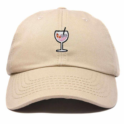 Dalix Spritz Cocktail Embroidered Cap Cotton Baseball Cute Cool Dad Hat Womens in Khaki