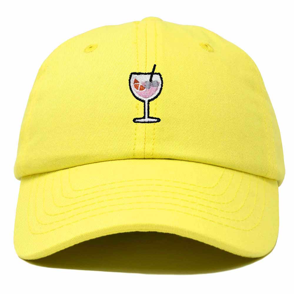 Dalix Spritz Cocktail Embroidered Cap Cotton Baseball Cute Cool Dad Hat Womens in Yellow