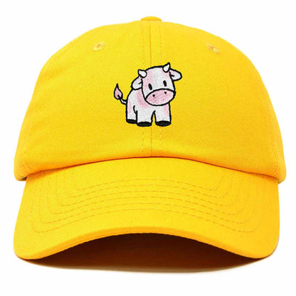 Dalix Strawberry Cow Embroidered Womens Cotton Dad Hat Baseball Cap in Gold