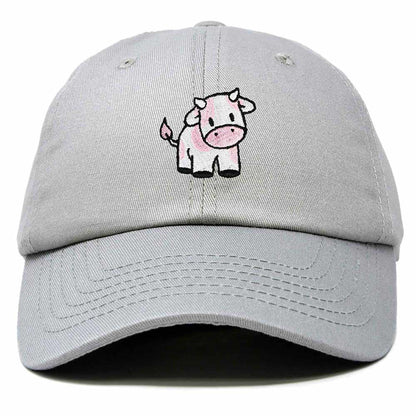 Dalix Strawberry Cow Embroidered Womens Cotton Dad Hat Baseball Cap in Gray