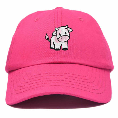 Dalix Strawberry Cow Embroidered Womens Cotton Dad Hat Baseball Cap in Hot Pink