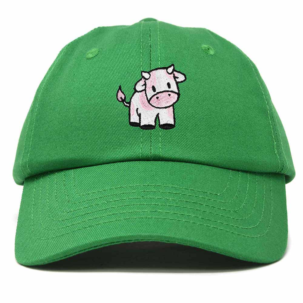 Dalix Strawberry Cow Embroidered Womens Cotton Dad Hat Baseball Cap in Kelly Green