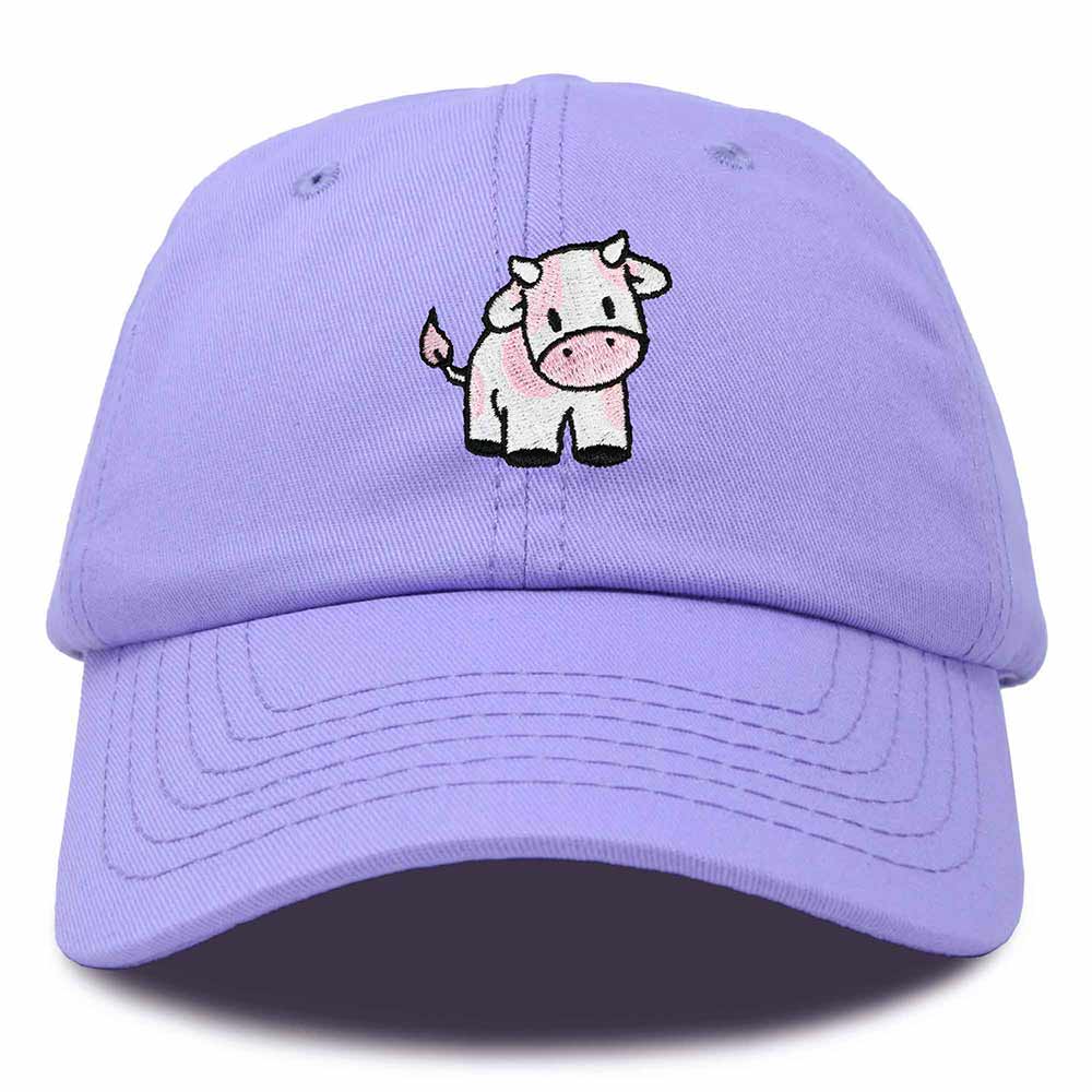 Dalix Strawberry Cow Embroidered Womens Cotton Dad Hat Baseball Cap in Lavender