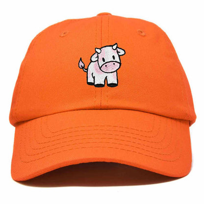 Dalix Strawberry Cow Embroidered Womens Cotton Dad Hat Baseball Cap in Orange