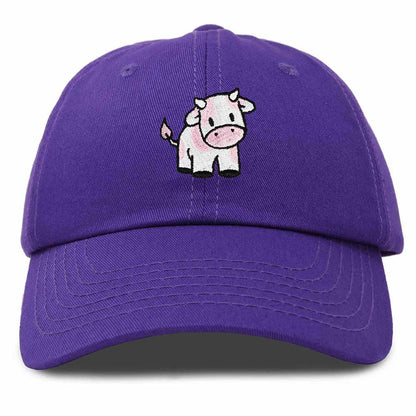 Dalix Strawberry Cow Embroidered Womens Cotton Dad Hat Baseball Cap in Purple